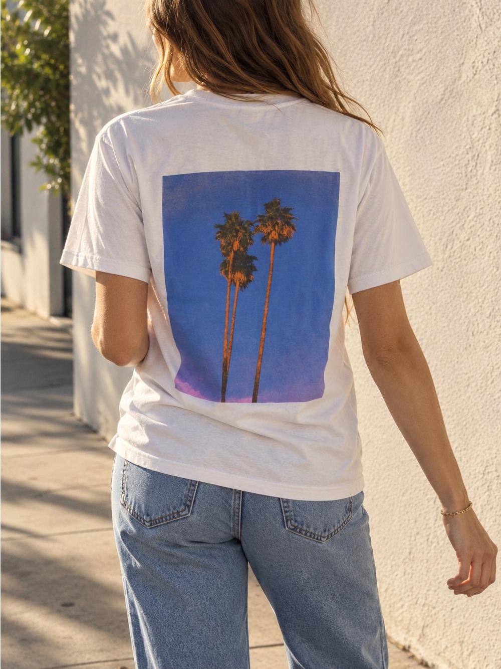 STUSSY White Graphic Palm Tree Tee -